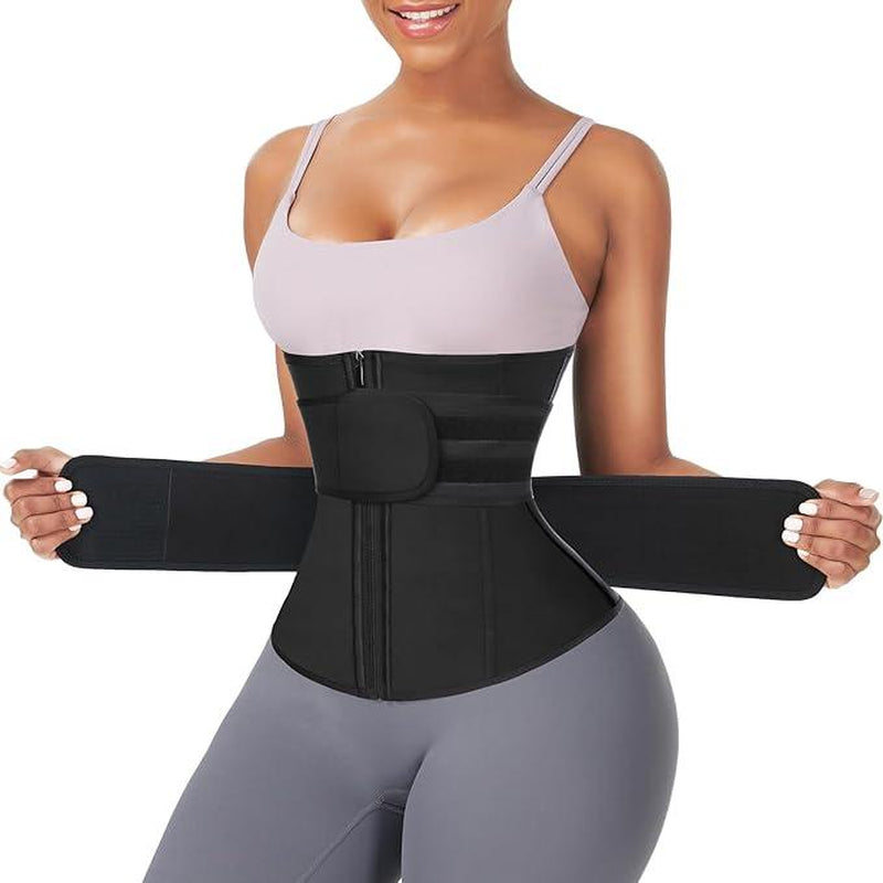 Feelingirl Hot Selling 7 Fatting Burning Double Belt Waist Trainer Compression Fabric Shapewear Comfort Womenswear Waist Trainer